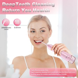 TOVENDOR Electric Water Flosser, Cordless Rechargeable Dental Oral Irrigator IPX7 Waterproof 300ML Travel Water Teeth Cleaner with 5 Tips for Braces Care Teeth Gums Cleaning, Home Office Daily Use