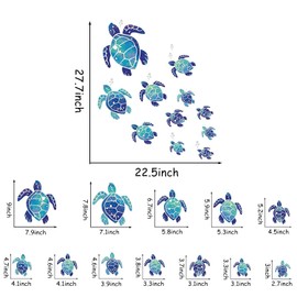 CORTNEY 12 Pcs Turtle Wall Decals, Bathroom Wall Stickers Waterproof, Underwater Ocean Decals, Turtle Stickers for Home, Office, Living Room, Wall, Bathroom, Toilet Door, Kindergarten, Oceanarium
