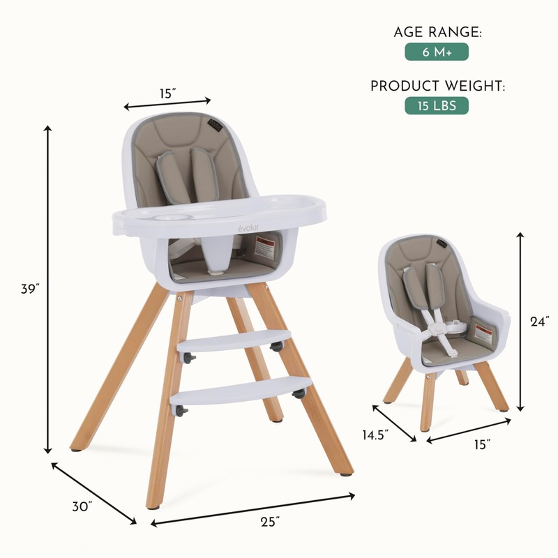 Evolur Zoodle 2 in 1 Convertible Baby High Chair in