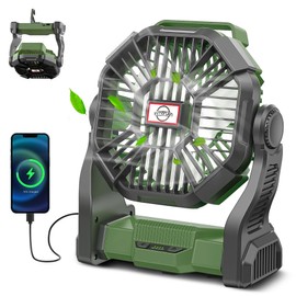 CONBOLA Upgraded Camping Fan - 20000mAh, LED Lantern, 270° Rotate, 10 - Inch Quiet USB Fan, Hanging Hook, for Travel & Outdoors