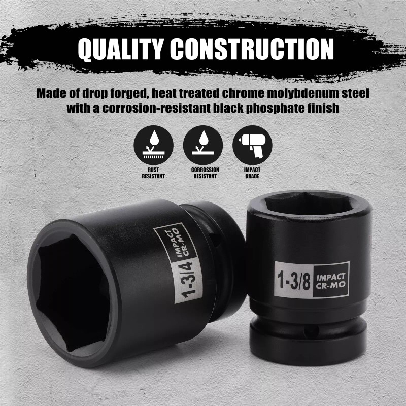 FS TOOL 1” Drive Spindle Axle Nut Impact Socket Set