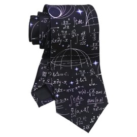 Mens Science Tie E=mc2 Physics Neckties Adult Black and White Mathematics Self Necktie Teacher gifts