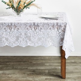 Juvale Rectangular Lace Tablecloth, Elegant Afternoon Tea Table Cloth, White, 137 x 183 cm