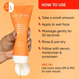 Generic DOT.KEY Vitamin C + E Super Bright Gel Face Wash For Glowing And Brightening Skin | All Skin Types|With Triple Vitamin C| Face Wash For Women & Men|100 Ml