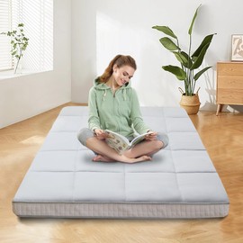 DoCred Extra Thick Japanese Futon Floor Mattress Full Size 54"x 80", Floor Mattress Pad, Foldable Tatami Mat Portable Dormitory Sleeping Pad,Roll Up Floor Lounger Bed for Adult