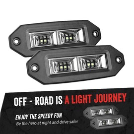 MICTUNING 2pcs 40w LED Work Light Bars Driving Fog Light Pods For Car Trailer Flush Mount