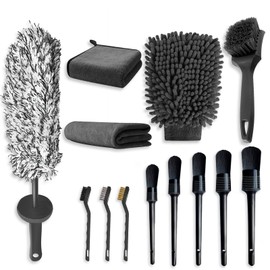 Oiiurly Car Cleaning Kit 13 Pcs Car Washing Set with 40cm Extra Long Alloy Wheel Brush Ddetailing Brushes Tyre Brush Car Wash Mitt Interior & Exterior Cleaning Accessories for Car Motorcycle Bike