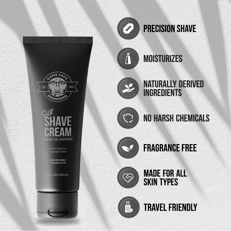 Game Face Silk Shave Cream, Hydrating Formula for Sensitive Skin,