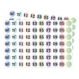 Starboling Garage Sale Stickers - 1400 Pcs, 1 Inch Small Yard Flea Market Pre-Printed Gradient Color Price Stickers