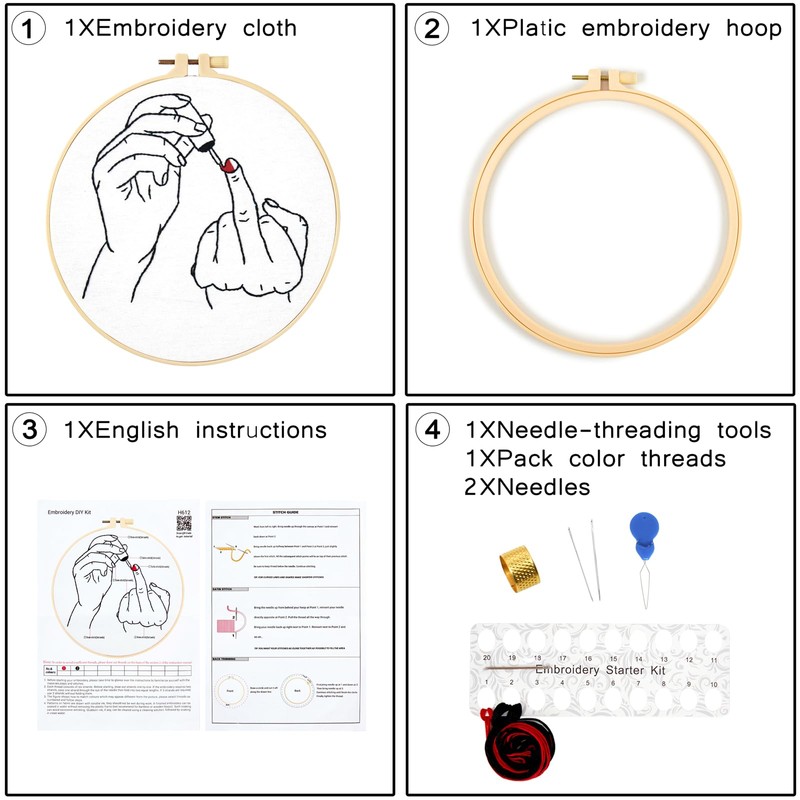 Crafmanoe Hand Embroidery Starter Kit for Beginners Adults, Counted Stamped