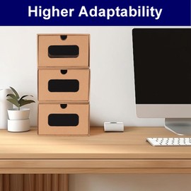 12 Pack Shoe Storage Bins, Waterproof Storage Boxes, Shoe Containers For Sneaker Display, Hat Organizer, Stack-able Cardboard Boxes, with Marking Labels, Transparent Window(13.2'' x 8.3'' x 5.1'')