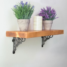EDUWURXS Industrial Cast Iron Shelf Brackets 6x6” | Heavy Duty Wall Brackets for Shelves (Pack of 2) | Rustic Shelf Supports for Kitchen, Living Room & More (Victoria)