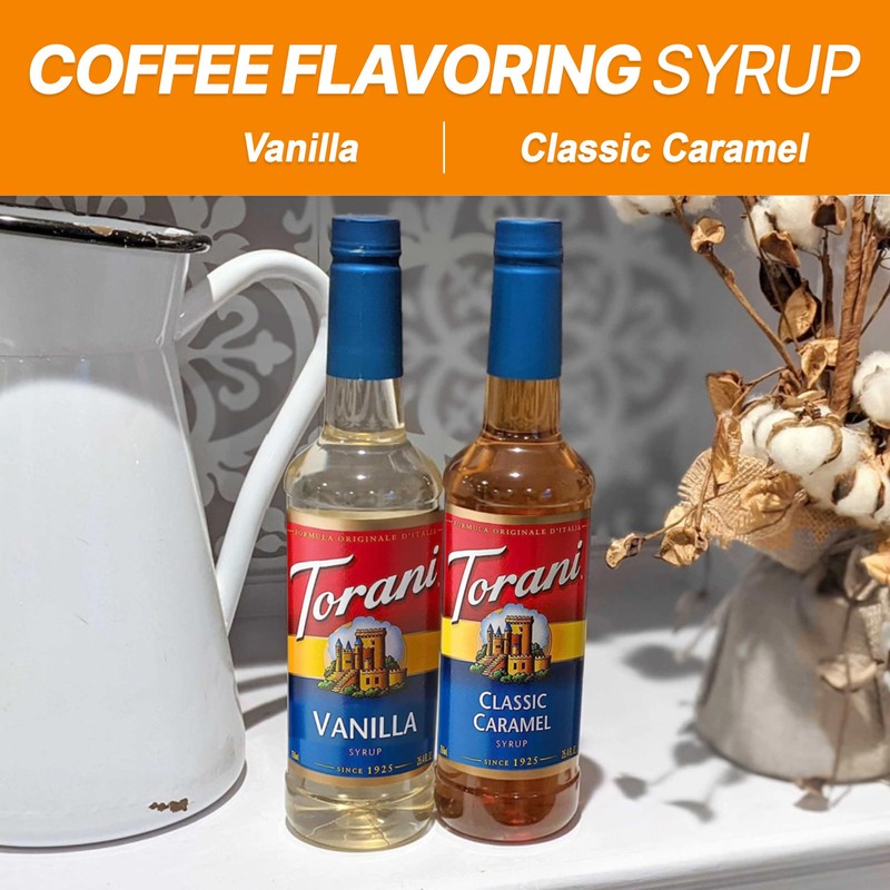 Torani Coffee Syrup Variety Pack - Vanilla and Caramel Syrup