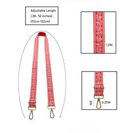 Crossbody Straps for Purses Gold Hardware Purse Strap Wide Shoulder Strap Adjustable Replacement,Retro Jacquard Embroidery for Shoulder Bags