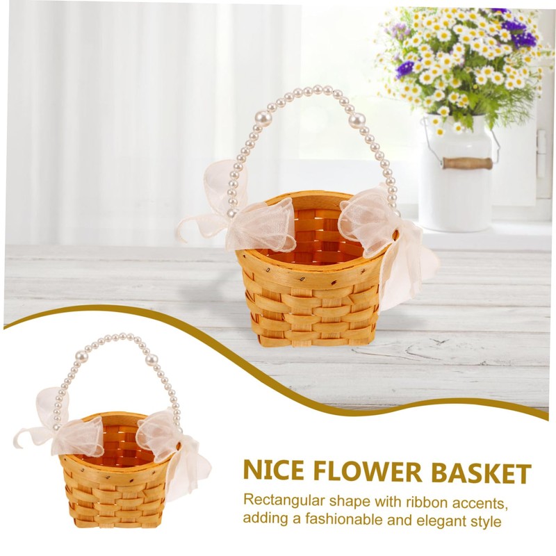 Levemolo Handwoven Flower Basket with Handle Small Woven Gift Basket