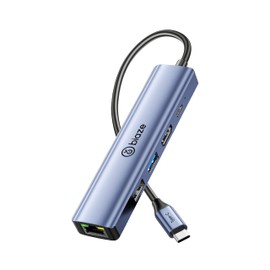 Biaze 4K60Hz USB-C Hub, 5-in-1 USB-C to HDMI Adapter Supports 100W PD Fast Charging, 100Mbps Ethernet, 4K@60Hz HDMI, USB 3.0 Compatible with MacBook Pro/Air, Laptop Type-C Docking Station