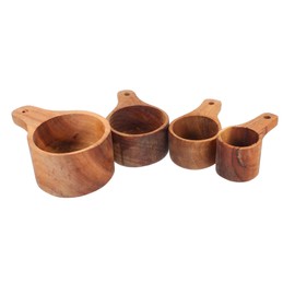 FUNOMOCYA 4pcs Wooden Measuring Spoons Precise Tea Scoops for Loose Tea Protein Powder and Coffee Solid Construction for Cooking and Baking Easy to Clean