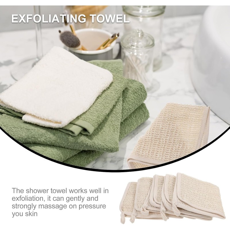 Toalla Exfoliante de Baño Artibetter Beige de Lino 5 Piezas