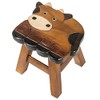 Cow Design Hand Carved Acacia Hardwood Decorative Short Stool