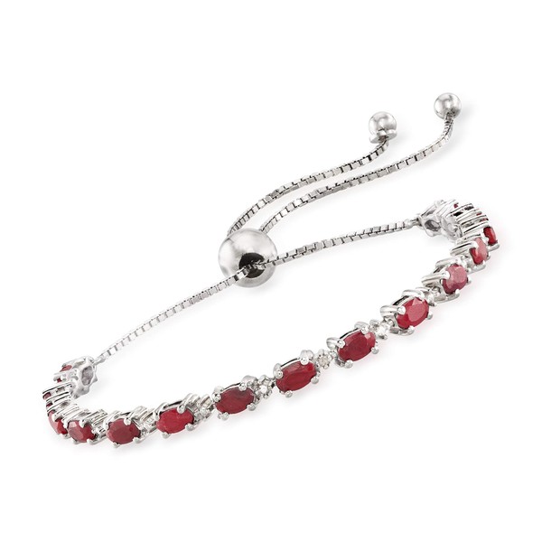 Ross-Simons 4.50 ct. t.w. Gemstone Bolo Bracelet with Diamond Accents