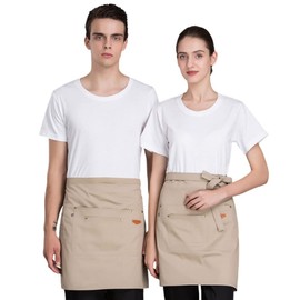 TOPTIE Denim Half Apron Waist Apron Unisex Waitress/Waiter Apron-Khaki