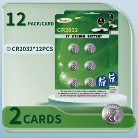 Toyohira cr2032 Lithium 3v Coin Battery,Child Safety Features,2032 Batteries 12 Pack,Compatible with Key Fob, and Other Devices,cr2032 Batteries,3v cr2032 Battery,Long Lasting Power