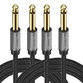 DREMAKE - Paquete de 2 cables de audio para instrumentos TS de 6.35 mm a 6.35 mm, overol duradero de 1/4 pulgadas macho a macho, conectores jack de 15 pies 1/4 pulgadas para equipos de audio