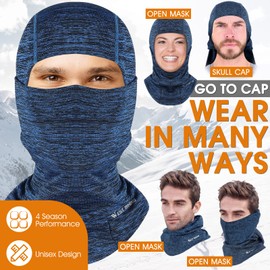 Balaclava Winter Ski Mask, Windproof Warm Face Mask for Men, Women, Cold Weather Thermal Fleece Outdoor Sports Protective Equipment for Cycling, Skiing, Snowboarding and Motorcycling, blue