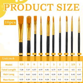 Paint Brushes Palette Set, 10PCS Black Paint Brushes & 3PCS Round Plastic Paint-Palettes, Nylon Hair Paintbrush (Assorted Sizes & Shapes) for Acrylic, Oil, Watercolor, Gouache, Tempera, Body Painting