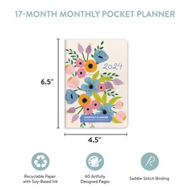 Orange Circle Studio Pocket Planner 2024, Spiral Notebook, Weekly & Monthly Calendar, To Do List Notepad, Appointment Book, Budget & Goal Tracker, Small Pocket 17-Month Agenda for School/Work, Bella