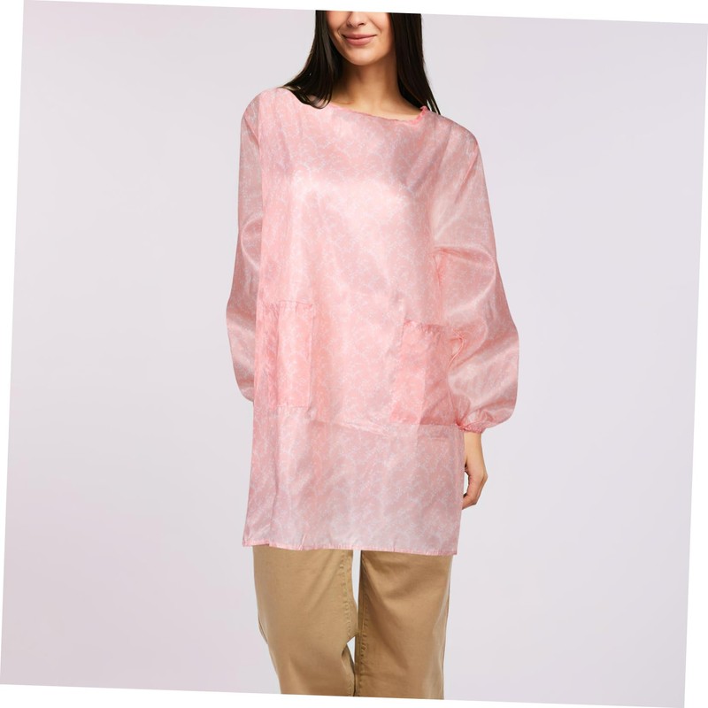Healeved Long Sleeve Oilproof Apron for Women Flower Pattern Smock
