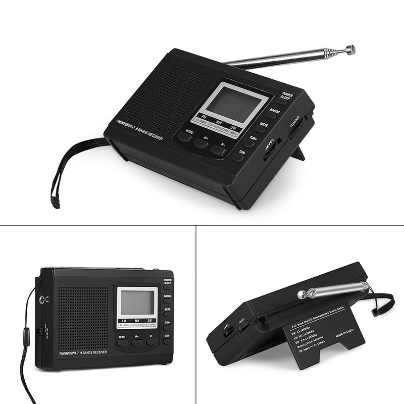 VBESTLIFE Portable Mini Radios FM/MW/SW Receiver w/ Digital Alarm Clock