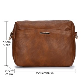 VX VONXURY Women's Shoulder Bag, Small Vegan Leather Crossbody Bag, Shoulder Bag with Wide Straps, Brown