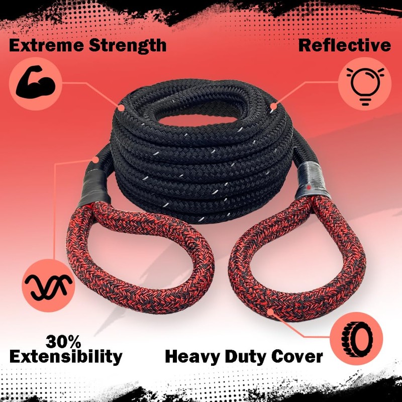 X MONSTER Kinetic Recovery Tow Rope 3/4" x 20' (MBS