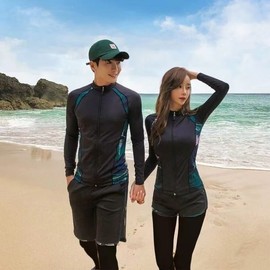 Men's UV Protective Quick Dry Diving Rash Guard Set - Split Long Sleeve Top & Pants for Snorkeling & Jellyfish Protection Women's 4-Piece Set + XXXL 3ea