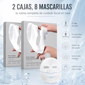 8 Pcs Mascarilla Bio Colgeno, Mascarillas Nocturna de Colgeno, Mascarilla Lifting Antiarrugas con cido Hialurnico,Minimiza Poros y Reafirma, Apto...  