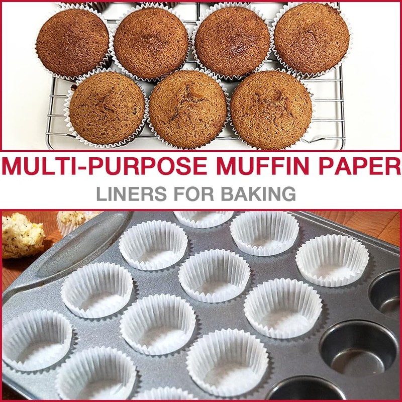 Goalfly Heavy Duty Standard White Cupcake Liners, 200 Pcs Muffin