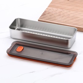 2Pack Food Storage Container,Deli Container with Lid,Bacon Container for Refrigerator,304 Stainless Steel Bacon Storage Container,Bacon Holder for Fridge ,Bacon Keeper with Airtight silicone Sealed