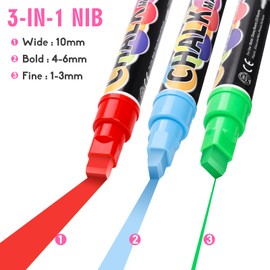 Car Window Markers for Auto Glass Washable - Liquid Window Chalk Markers Pen with 10mm Jumbo Wide Tips, 8 Neon Colors Chalkboard Markers, Window Paint Markers for Menu Board, Blackboards, LED Poster