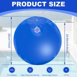 Pool Cover Weights with Hooks, Heavy Duty Thick PVC Leakproof Hanging Water Bags for Above Ground Swimming Pool, Antifreezing Winter Tarp Weights for Pool Closing Kit (10)