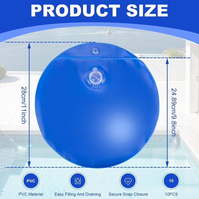 Pool Cover Weights with Hooks, Heavy Duty Thick PVC Leakproof