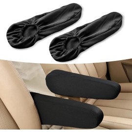 Slykew Pack-2 Car Front Seat Armrest Cover, Comfortable Armrest Protector Cover, Stretch Car Armrest Cover, Universal for Most Cars, Trucks, SUVs Anti-Scratch Armrest Cover Replacement (Black)