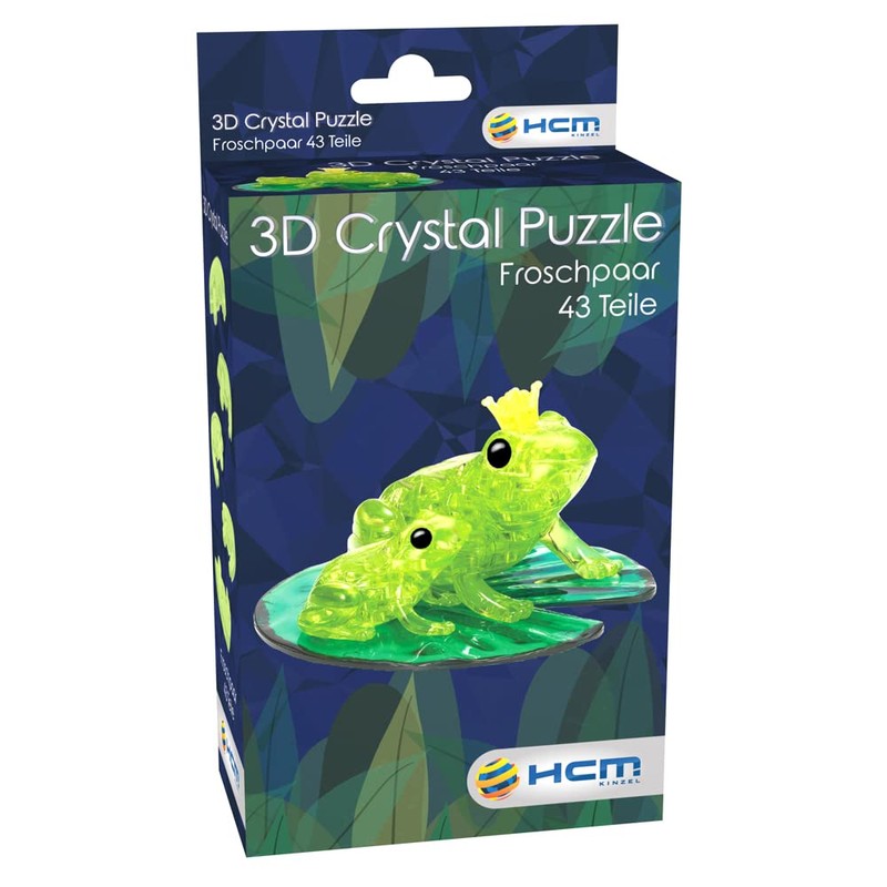 Crystal Puzzle, 3D Frog Couple, Green, Transparent Design, 43 Pieces,