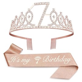teokyat Birthday Crown Girl - Birthday 7 Years Girl, 7 Year Birthday Crown, Princess Crown, Birthday Headband for Birthday