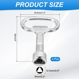 PATIKIL Triangle Spanner Key, 4 Pack 2"x1.4" Triangular Utility Socket Panel Keys Cabinet Spanner Key Locks for Elevator Electric Gas Water Meter Box