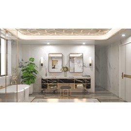 TETOTE Black Framed Mirrors for Bathroom, 22x30 Inch Brushed Metal Frame Wall Mounted Rectangle Mirror for Vanity (Horizontal/Vertical)