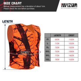 Avizon Men's Hunting Vest Orange Camouflage Hunting Vest Zipper Closer Lightweight, orange, L