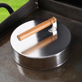 Stainless Steel Cheese Melting Dome with Wooden Handle, 304 Grade, for Griddle Cooking