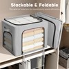 Graciadeco 3-Pack Clothes Organizer Bins with Metal Frame, Foldable 40L