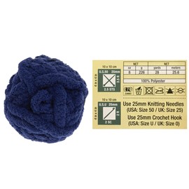Eternal Bliss Yarn from Yarn Bee, Jumbo Chunky Chenille Yarn for Knitting, Crocheting, and Crafts, 2 Pack Bundle with Craft Notebook from Pro31 Press (Navy)